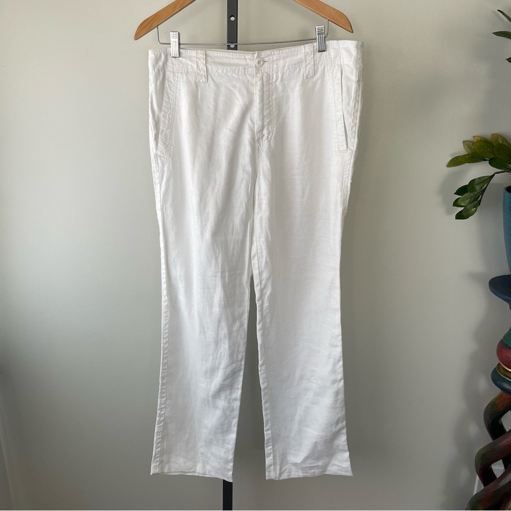 RW&CO 100% Linen Trouser Pant White Loose Relaxed Fit Size 32